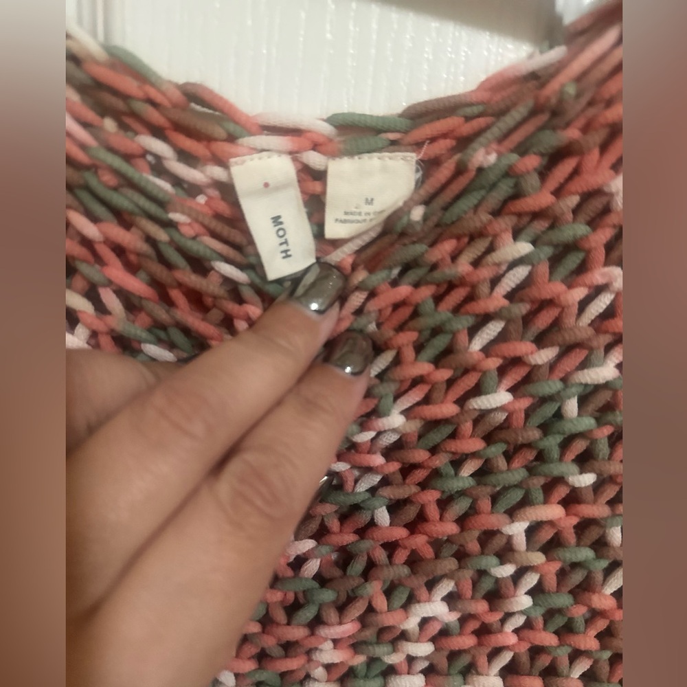 Women’s ANTHROPOLOGIE MOTH‎ Salina Open Knit Multicolor Sweater. Size M. - Picture 5 of 6